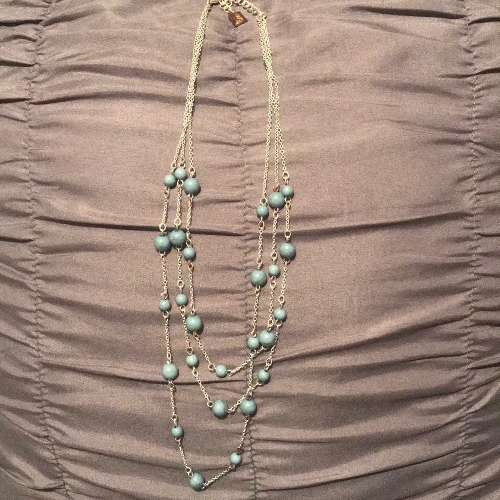Crackled bead necklace with silver chain